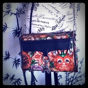 Rebecca minkoff mini mac black leather floral PVC
